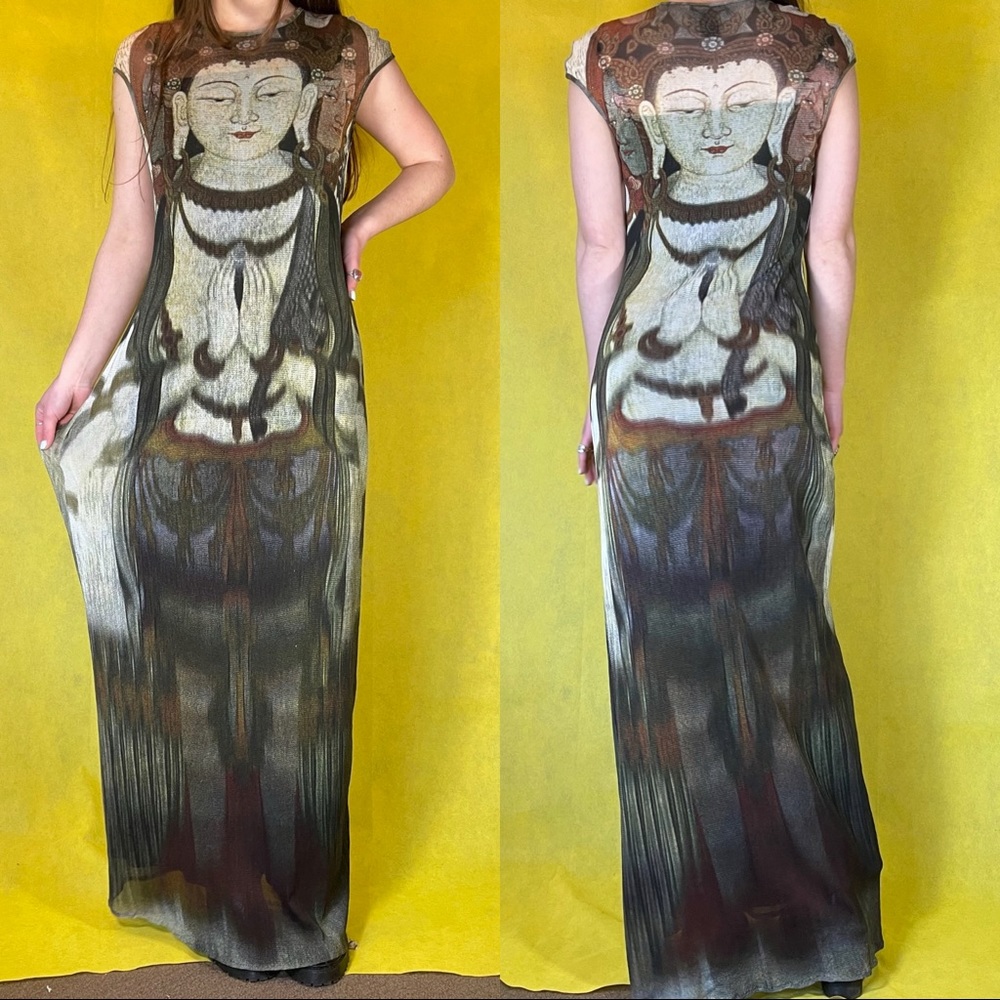Vivienne Tam 1997 kuan yim mesh Buddha dress